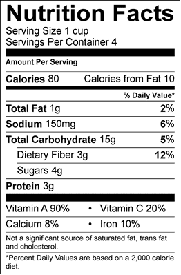 A nutrition label for some type of food.